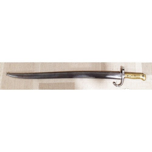 153 - An antique Chassepot bayonet and scabbard, overall length 28