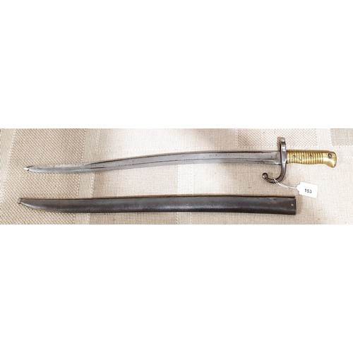 153 - An antique Chassepot bayonet and scabbard, overall length 28