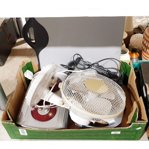 159 - A box of small electricals and a jigsaw folder. No shipping. Arrange collection or your own packer a... 