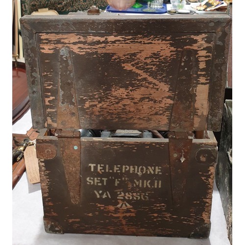 170 - A vintage military telephone set F Mk.II, having broad arrow mark. No shipping. Arrange collection o... 