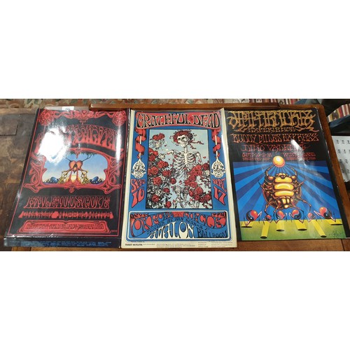 174 - Five vintage concert posters including Jimi Hendrix, Grateful Dead and The Doors, 15.5