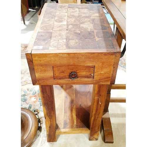 192 - A butcher's block with drawer under, 31.5