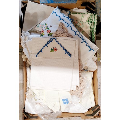 205 - A box of linens. UK shipping £14.