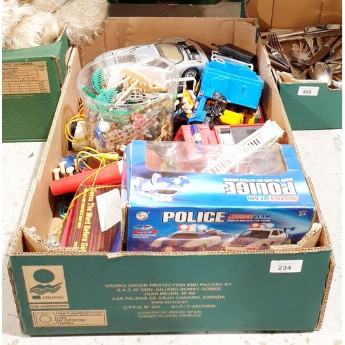 234 - A box of toys and a box of soft toys. No shipping. Arrange collection or your own packer and shipper... 