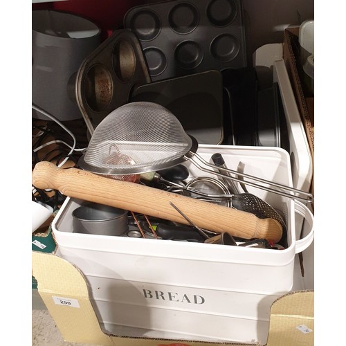 290 - A box of kitchenware. No shipping. Arrange collection or your own packer and shipper, please.