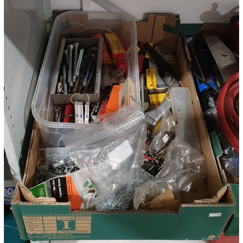 303 - Two boxes of tools and hardware. No shipping. Arrange collection or your own packer and shipper, ple... 