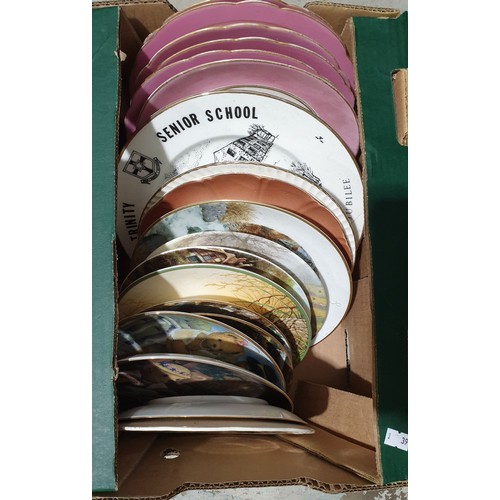 350 - A box of antique and later plates including collectors. No shipping. Arrange collection or your own ... 