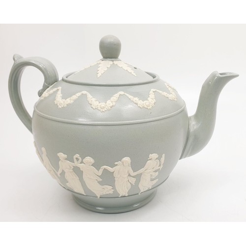 356 - An antique Copeland Jasperware teapot, height 5.5