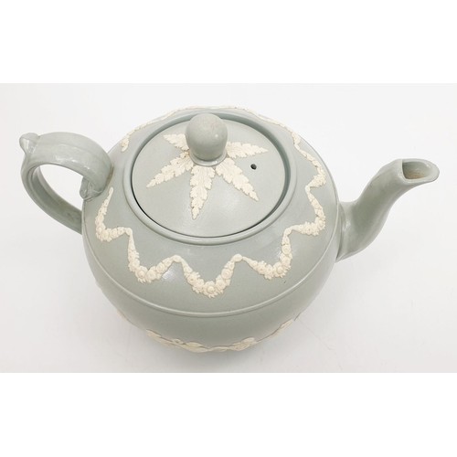 356 - An antique Copeland Jasperware teapot, height 5.5