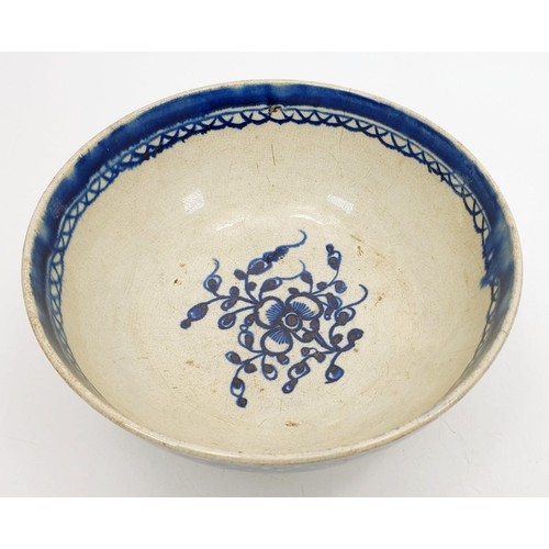 365 - An antique footed bowl hand decorated in under-glaze blue, diameter, A/F. No shipping. Arrange colle... 