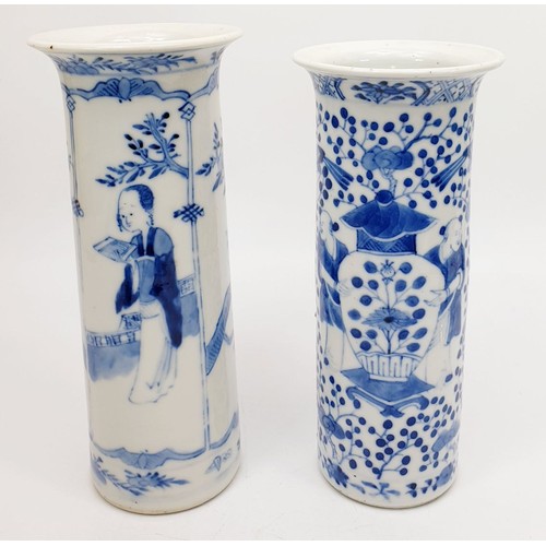 367 - Two Chinese hand decorated blue and white vases both having marks to the base, the tallest 8