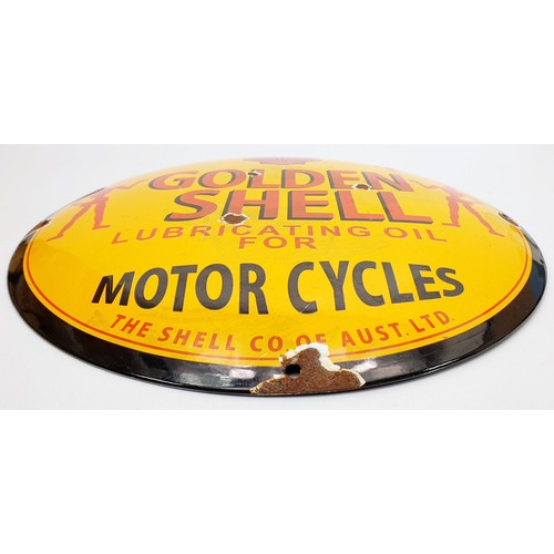 370 - A reproduction Golden Shell enamel oil sign, diameter 11.5