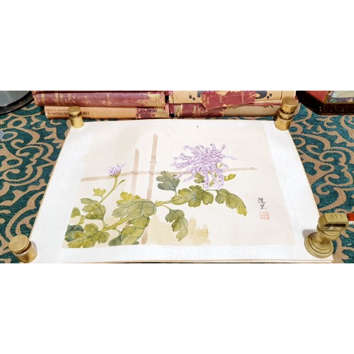 394 - Six Chinese watercolour drawings on silk each signed with stamp seals, 14