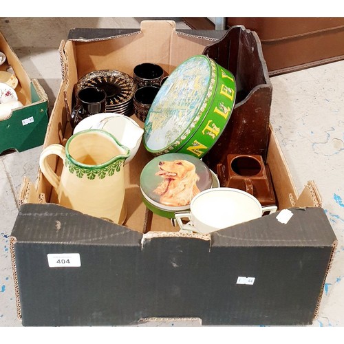 404 - A box of ceramics and assorted including a letter rack. No shipping. Arrange collection or your own ... 