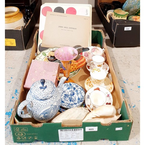 405 - A box of ceramics and assorted including Aynsley. No shipping. Arrange collection or your own packer... 