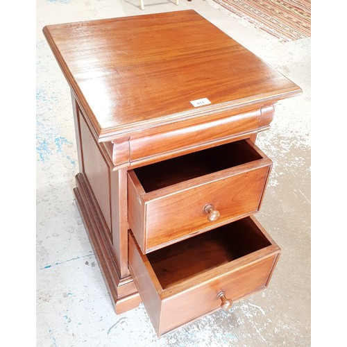 411 - A mahogany and pine night stand with three drawers under, height 26.5