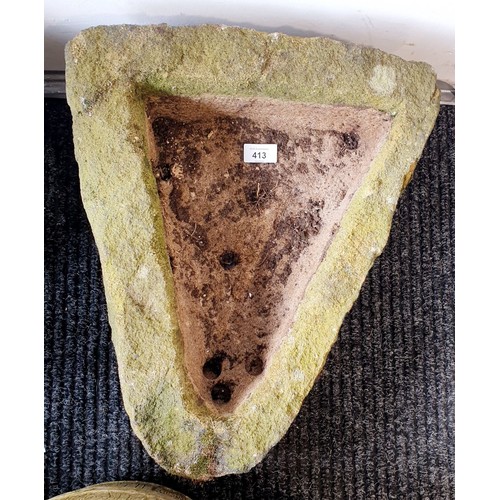 413 - A triangular shaped stone trough, length 17.5