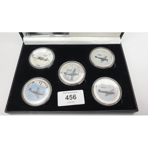 456 - Five boxed Worth Collection Aircraft of World War II coins. UK shipping £14.