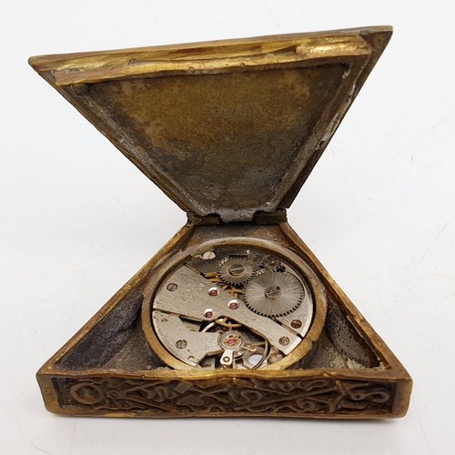 470 - A mechanical triangular shaped Masonic pocket watch, A/F, length 2.5