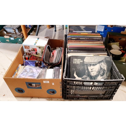 479 - Two boxes of vinyl LPs, CDs and DVDs. No shipping. Arrange collection or your own packer and shipper... 