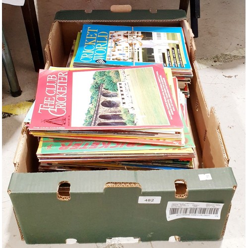 482 - A box of Cricket magazines. No shipping. Arrange collection or your own packer and shipper, please.