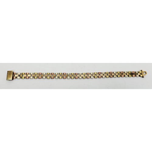 37A - A 9ct tri-colour gold bracelet, weight 13.3g. UK shipping £14.