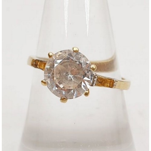 20 - A 9ct gold ring set with a white stone, gross weight 2.8g, size O. UK shipping £14.