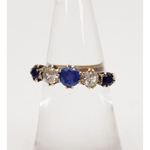 28 - A 9ct gold ring set with sapphires and white stones, gross weight 1.8, size I. UK shipping £14.