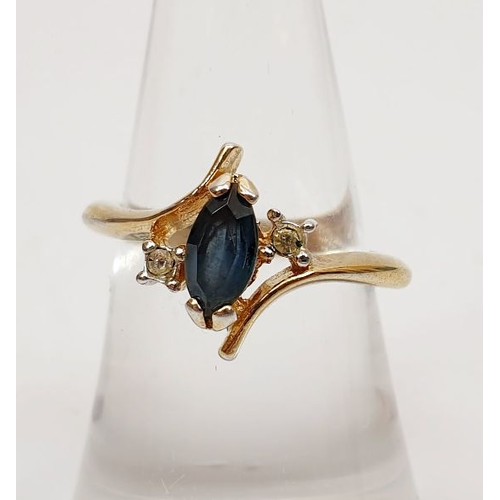 30 - A 14ct gold ring set with a blue stone and white stones, gross weight 2.4g, size M/N. UK shipping £1... 