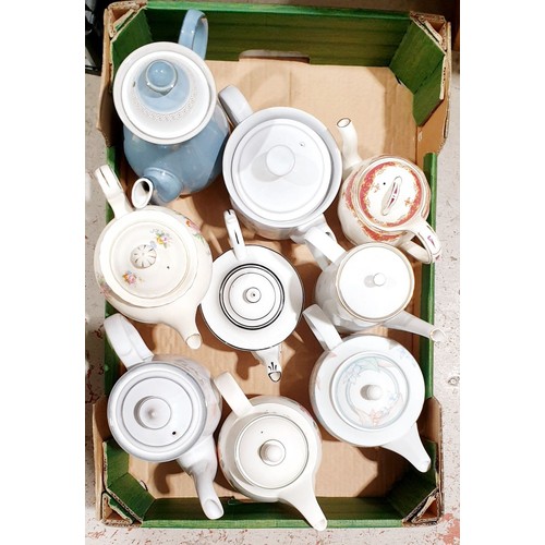 112 - A box of teapots and coffee pots including Denby. No shipping. Arrange collection or your own packer... 