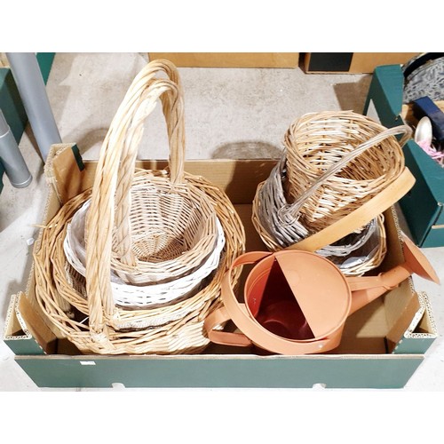 174 - Wicker planters and a watering can. No shipping. Arrange collection or your own packer and shipper, ... 