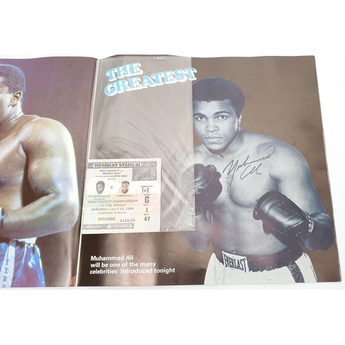 478 - A Witherspoon v Bruno boxing souvenir programme with ticket, the page with a photograph of Mohammed ... 