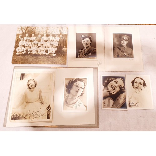 529 - Vintage film star photographs with autographs including Jean Harlow, royal memorabilia and military ... 