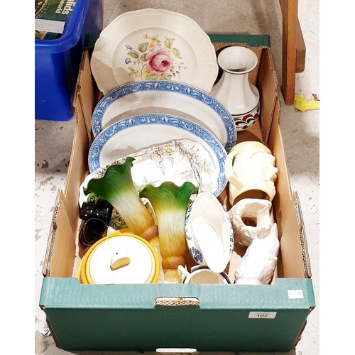 105 - A box of of ceramics including a Radford vase. No shipping. Arrange collection or your own packer an... 