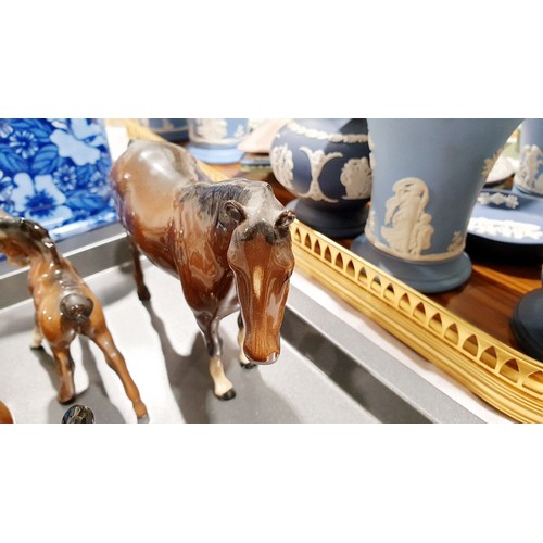 128 - Five Beswick model horses, one A/F, the tallest 4.5