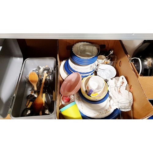 269 - Two boxes of kitchenware and electricals. No shipping. Arrange collection or your own packer and shi... 