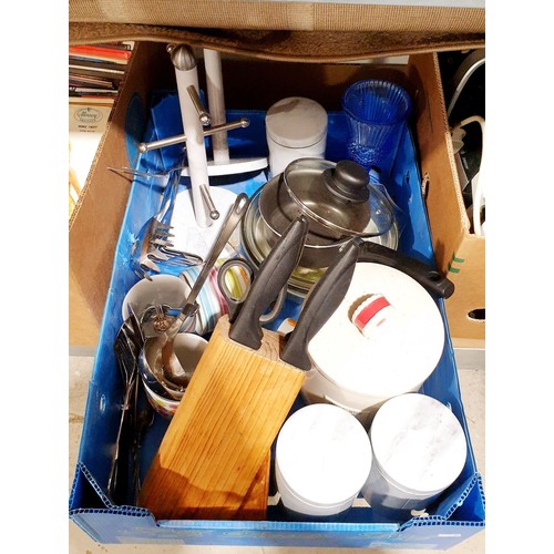 270 - Two boxes of kitchenware and a rug. No shipping. Arrange collection or your own packer and shipper, ... 