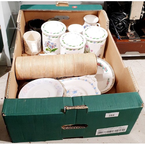 284 - A box of ceramics. No shipping. Arrange collection or your own packer and shipper, please. Electrica... 