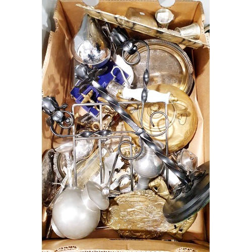 287 - A box of metal ware. No shipping. Arrange collection or your own packer and shipper, please. Electri... 