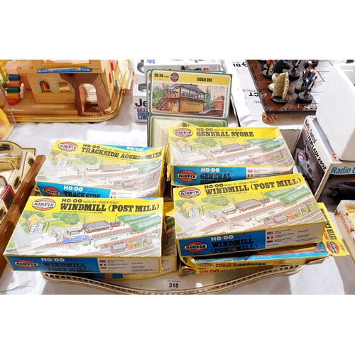 Vintage boxed Airfix HO00 scale railway model buildings kits. UK