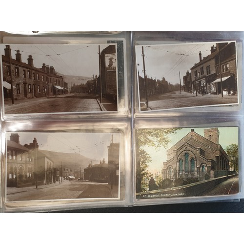 531 - An album of 87 antique and vintage postcards including many of Halifax and the surrounding areas. UK... 