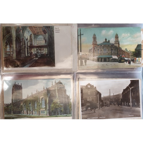 531 - An album of 87 antique and vintage postcards including many of Halifax and the surrounding areas. UK... 