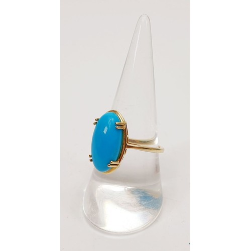 55 - A hallmarked 9ct gold ring set with turquoise, size Q, gross weight 3g. UK shipping £14.