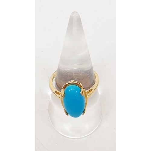 55 - A hallmarked 9ct gold ring set with turquoise, size Q, gross weight 3g. UK shipping £14.