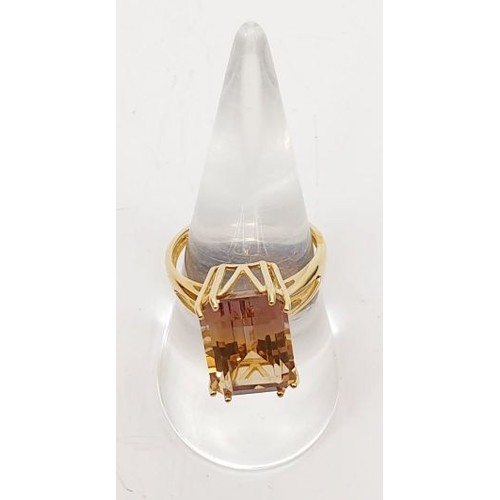 59 - A 10ct gold ring set with ametrine, size O, gross weight 3.7g. UK shipping £14.