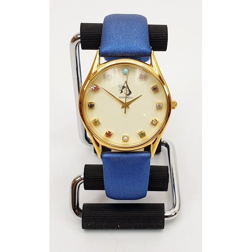 74 - An Anna Bella SPSW001G ladies quartz birthstone wrist watch, working order, UK shipping £14.