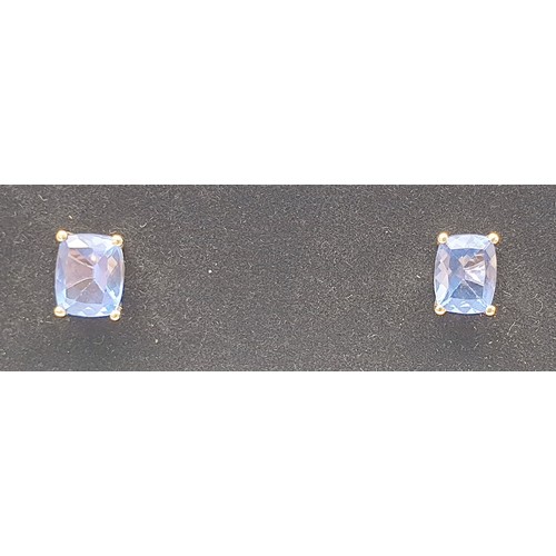 50 - A pair of 10ct gold earrings set with colour change fluorite, gross weight. 2.3g. UK shipping £14.