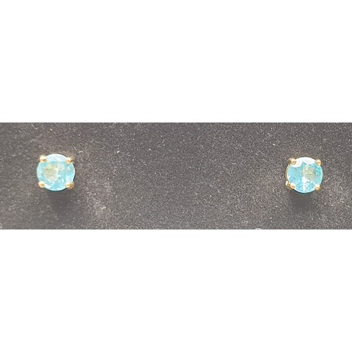 35 - A pair of 9ct gold earrings set with apatite, gross weight 1.3g. UK shipping £14.