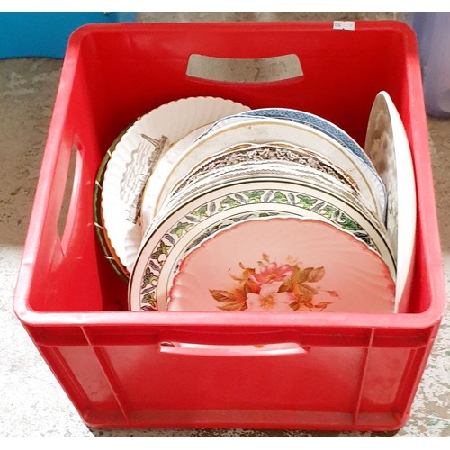 102 - A box of antique and later plates. No shipping. Arrange collection or your own packer and shipper, p... 