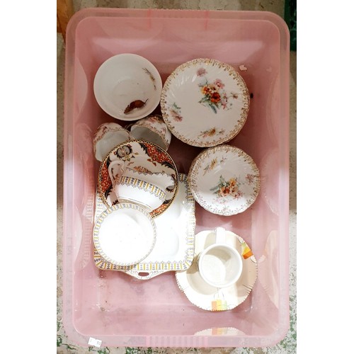 105 - A box of ceramics including Portmeirion. No shipping. Arrange collection or your own packer and ship... 